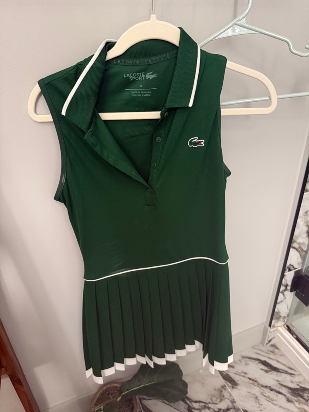 Lacoste Miami Open Green Sleeveless Polo Tennis Dress with White Trim